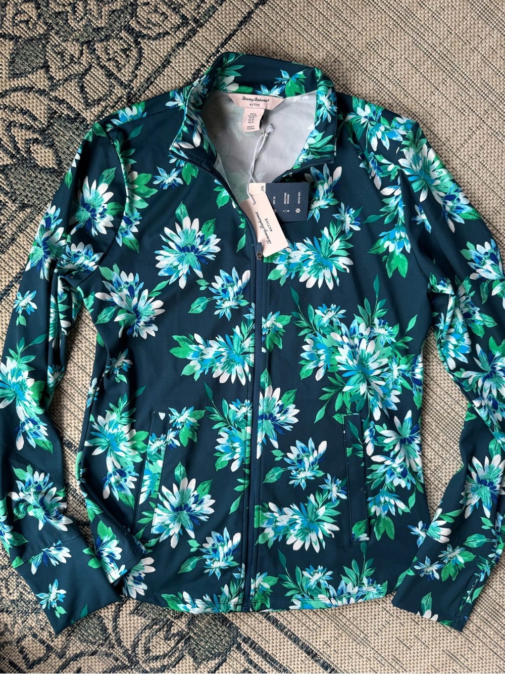 Tommy Bahama Women's Navy Floral Zip-Front Jacket NWT